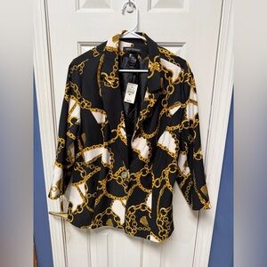 Ashley Stuart size 60 chain flower  print blazer long sleeve business